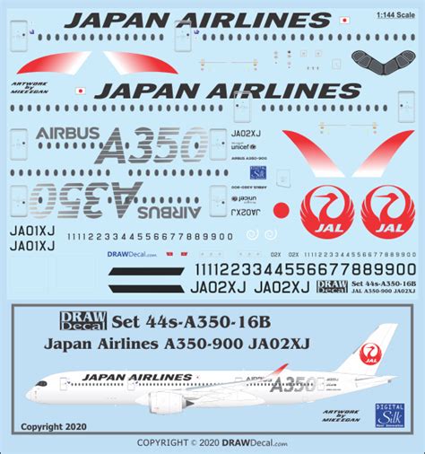 Japan Airlines Airbus A350 900 Ja02xj Draw Decal