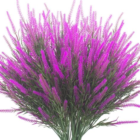 Artificial Lavender Flowers 12 Bundles Outdoor UV Resistant Fake