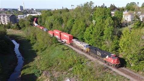 Awesome Aerial K View Big Stack Train Cn W Inspection Car Dpu