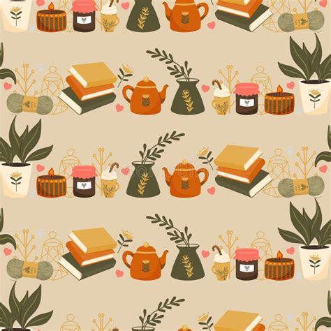 Hygge Autumn And Winter Pattern Border Design Cute And Cosy Vector