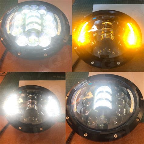 Pair Inch Round Led Headlights Halo Angle Eyes For Jeep Wrangler Jk