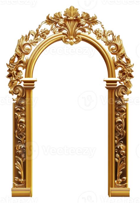 Ornate Golden Arch With Intricate Floral Designs Cut Out Stock