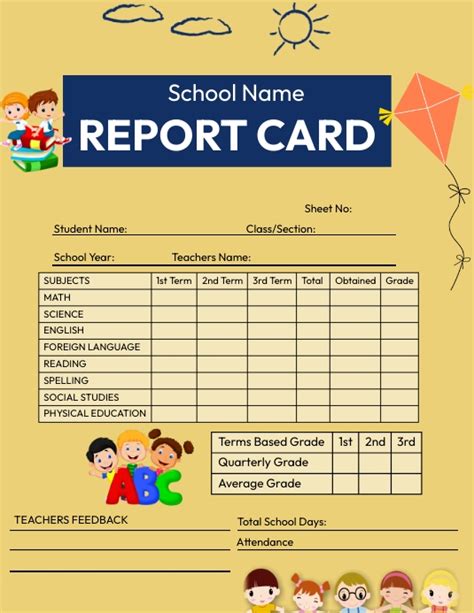 Preschool Report Card Template Design Postermywall