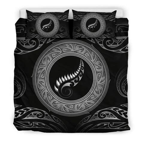 AIO Pride New Zealand Maori Culture Silver Fern 3 Piece Duvet Cove