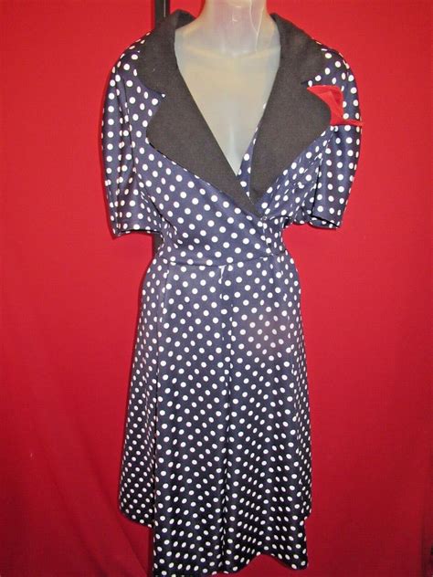 Bettie Page Navy White Polka Dot Retro 50s Sexy Secretary Swing Dress 3x Pinup Ebay