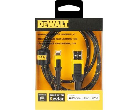 Dewalt Mfi Certified Lightening Usb Iphone Charging Cable 4ft 1 2m Reinforced Buyaparcel