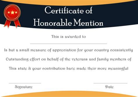 Honorable Mention Certificate - 10 Free Templates ( Use Them Now!) - Template Sumo