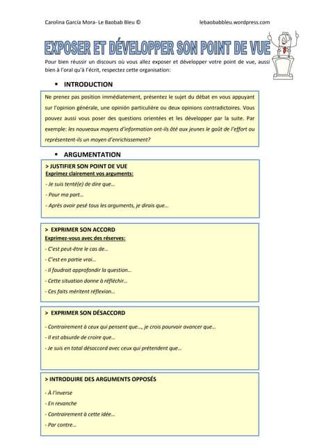 Exposer Et Developper Son Point De Vue Pdf