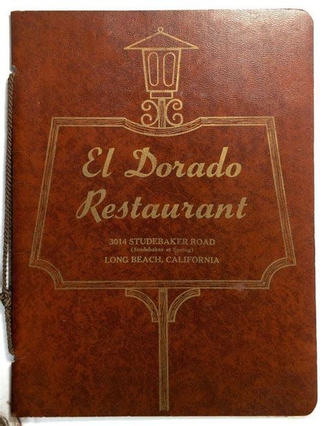 1977 Original Vintage Menu EL DORADO RESTAURANT Long Beach California The Eldo | Vintage menu ...