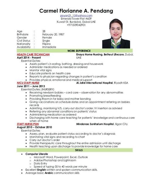 Resume Format Kuwait Resume Format Nursing Resume Resume Format