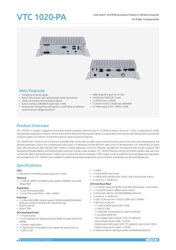 VTC 1020 Datasheet Nexcom Mobile Computing Solutions PDF Catalogs