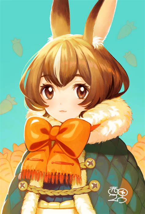 Safebooru 1girl 3 Animal Ear Fluff Animal Ears Bangs Blush Bow Brown