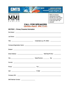 Fillable Online Cmts Call For Speaker Form Docx Fax Email Print