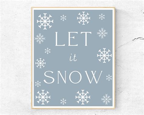 Let It Snow Printable, Blue Christmas Wall Art, Winter Printable ...