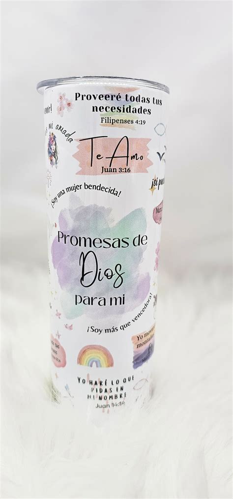 Tumbler De 20 Oz Sublimado Con Mensaje De Las Promesas De Dios Para Ti