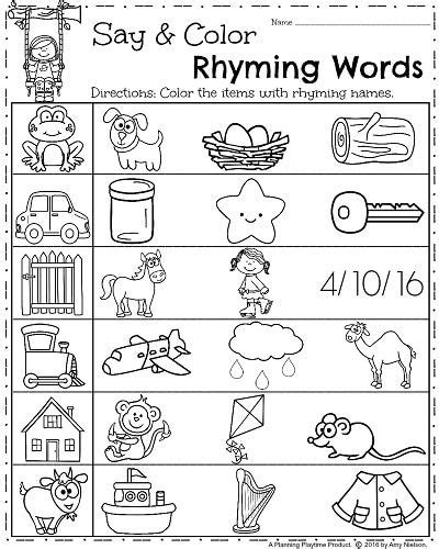 Spring Kindergarten Worksheets Planning Playtime Rhyming Words Worksheets Library