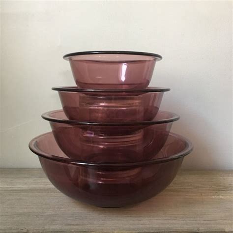 Vintage Cranberry Pyrex Nesting Bowls Excellent Condition Etsy