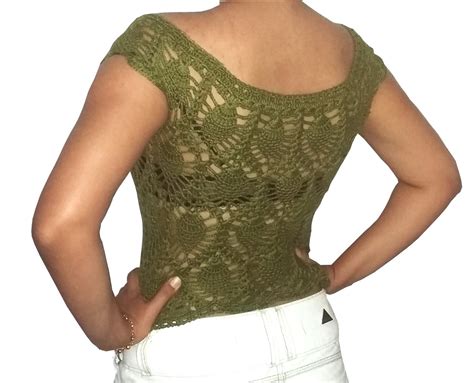 Blusa Em Croch Ponto Abacaxi No Elo Ponto De Linha B B