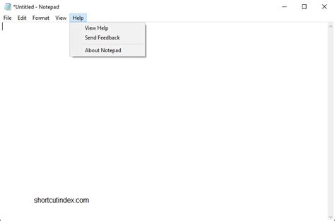 Windows Notepad keyboard Shortcuts » Shortcut Index