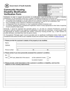 Fillable Online Community Housing Disability Modification