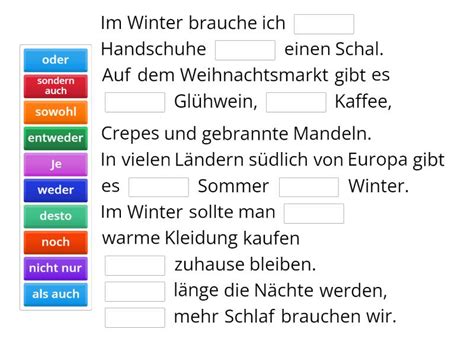 Doppelkonnektoren Vervollständige den Satz