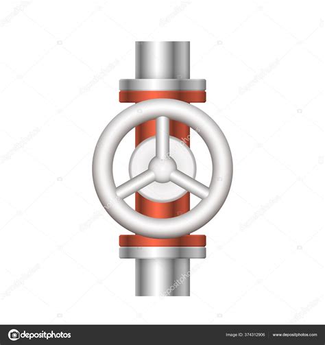 Steel Pipe Connector Valve Icon Design Isolated White Bakcground Stock