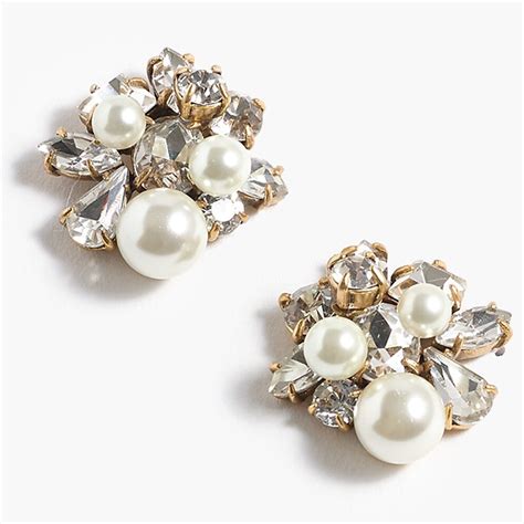 J Crew Pearl And Crystal Cluster Earrings Kate Middleton Dress Like A