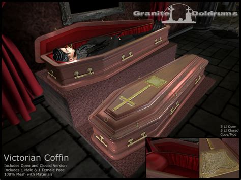 Second Life Marketplace Victorian Coffin Open And Closed Versions