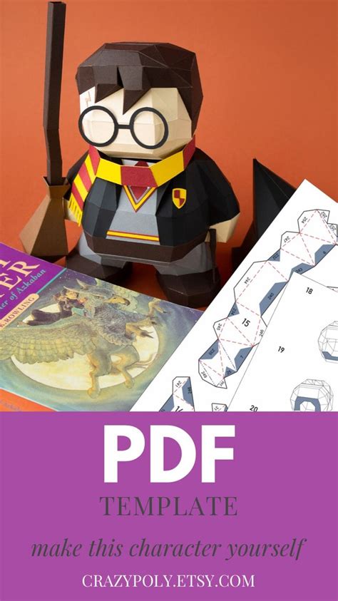 Harry Potter Low Poly Papercraft Kit Pdf Template Dxf Svg Paper Crafts Harry Potter Diy