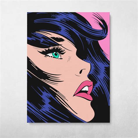 Pop Art Comic Girl Dark Hair Wall Art