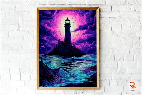 Abstract Cartoon Lighthouse Wall Art Graphic by Ricco Art · Creative ...