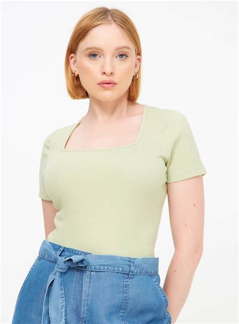 Buy Green Square Neck Short Sleeve T Shirt 18 T Shirts Tu