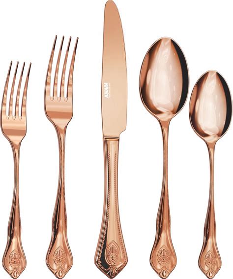 Regent Bead 20 Piece Rose Gold Flatware Set Mirror