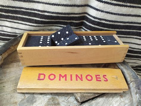 Vintage Domino Domino Set In Wooden Box Old Domino Vintage Etsy UK