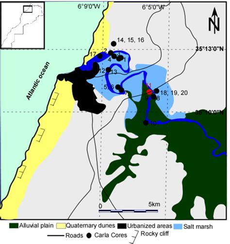 Simplified Map Of The Oued Loukkos Lower Valley And Estuary And