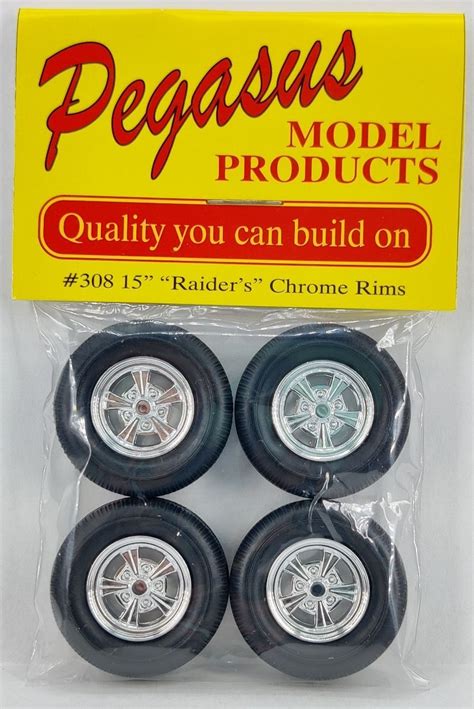 Pegasus 124 Or 125 Scale Raiders 15 Chrome Wheels With Tires Set