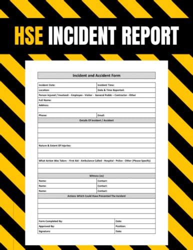 HSE Accident Report Book A4 Accident Incident Log Book Health