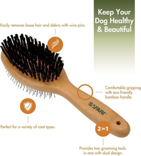 Safari Bamboo Pin And Bristle Combo Dog Brush Large