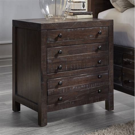 Modus Townsend 3 Drawer Solid Wood Nightstand In Java