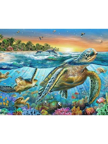 Алмазная мозаика (круглая) Подводная фауна 40х50 см - купить с ...