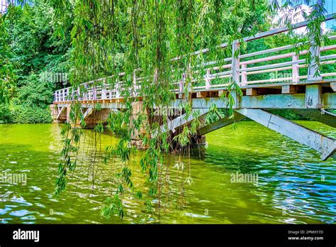 The Old Timber Bridge On Upper Lake Leads To Love Island Sofiyivka