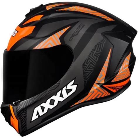 Capacete Axxis Draken Tracer Preto Cinza Laranja Fosco Grid Motors