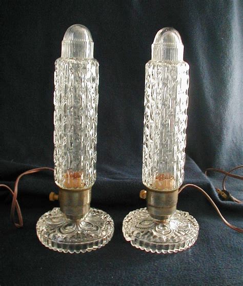 Pair Of Art Deco Glass Boudoir Bedroom Bullet Lamps 95 Art Deco Glass Art Deco Vanity Art