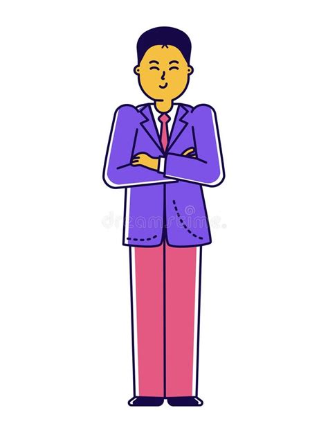 Arms Businessman Cartoon Crossed Smiling Stock Illustrations Arms