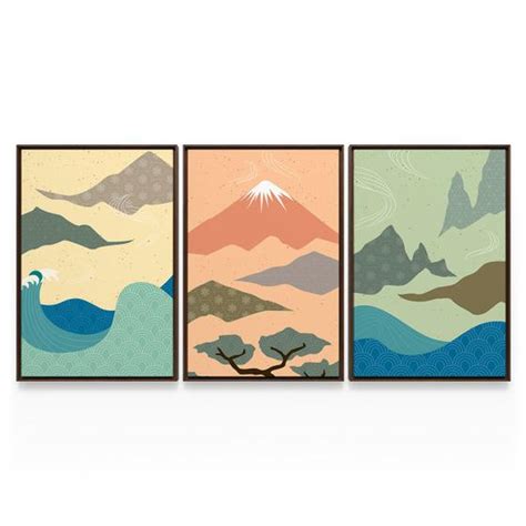 Quadro Decorativo Paisagem Jap O Art Stico Oriental Monte Fuji Para