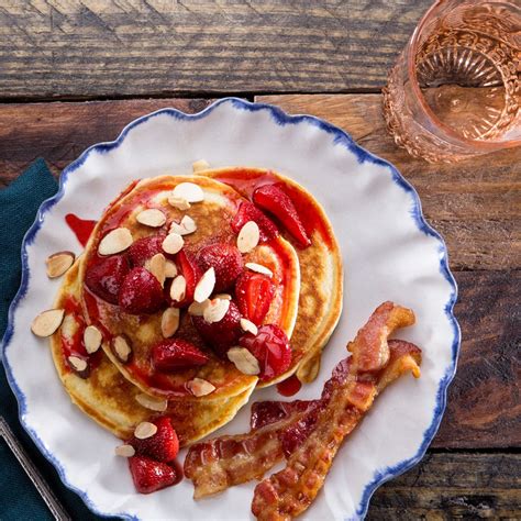 Buttermilk Pancakes With Roasted Strawberries Epicurious Recipe