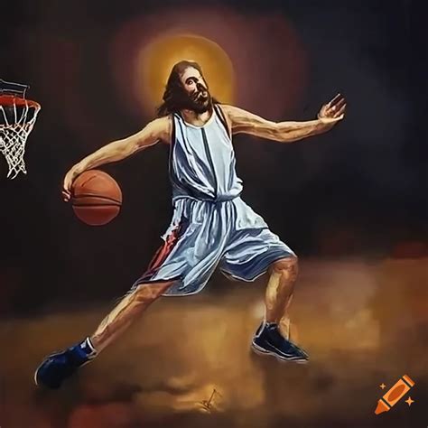 Painting Of Jesus Playing Basketball On Craiyon