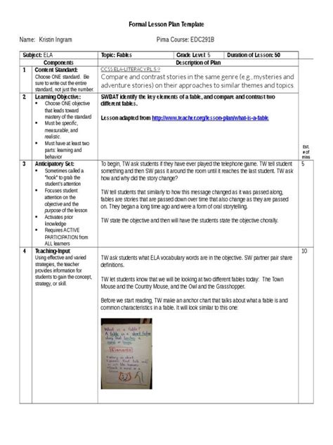 20 Formal Lesson Plan Template Artofit