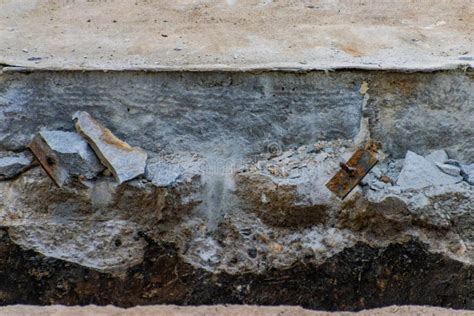 Concrete Rubble In A Ditch On A Construction Site Stock Photo Image