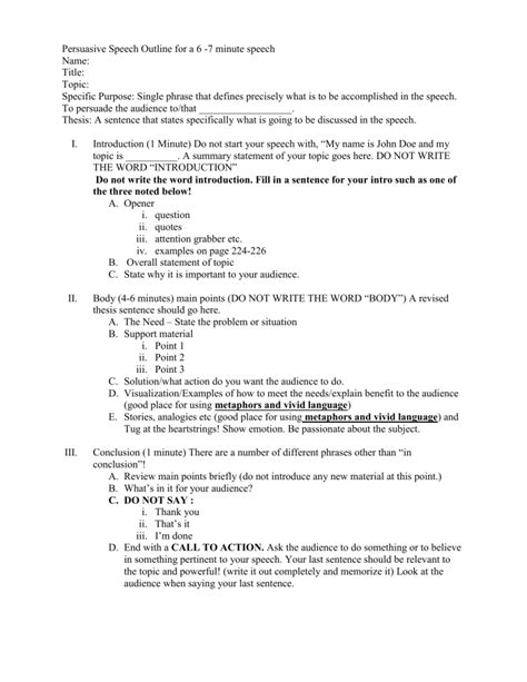 Persuasive Speech Outline